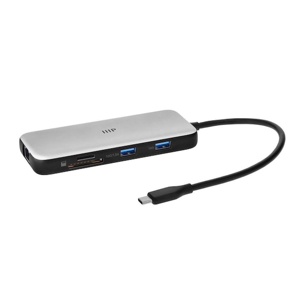 Monoprice 8-in-1 Dual HDMI 4K at 60Hz Dock W/ 10Gbps USB Ports PD Max 100W SD and MicroSD slots 44834 - main