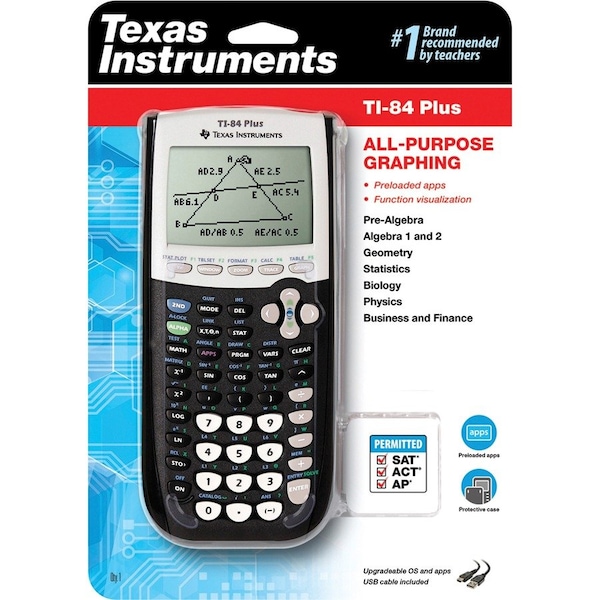 Texas Instruments Graphing Calculator, LCD, 16x8 Digit TEXTI84PLUS - main