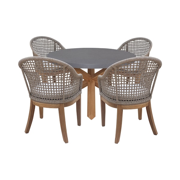 International Concepts Outdoor 5 Piece Teak Patio Furniture Set with a Table and 4 Chairs KODT-351RT-RBG-300-2 - main
