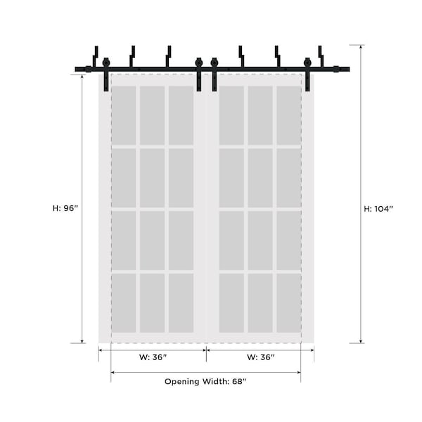 Sartodoors Barn Bypass Interior Door, 72" x 96", White QUADRO4117BBB-WS-7296 - main