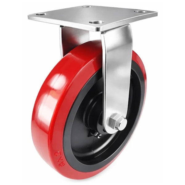 Hyw Products Heavy Duty Caster 8in x 2in Polyurethane on Plastic Wheel Stainless Steel - Rigid 40-80R-A1-PU(STS) - main
