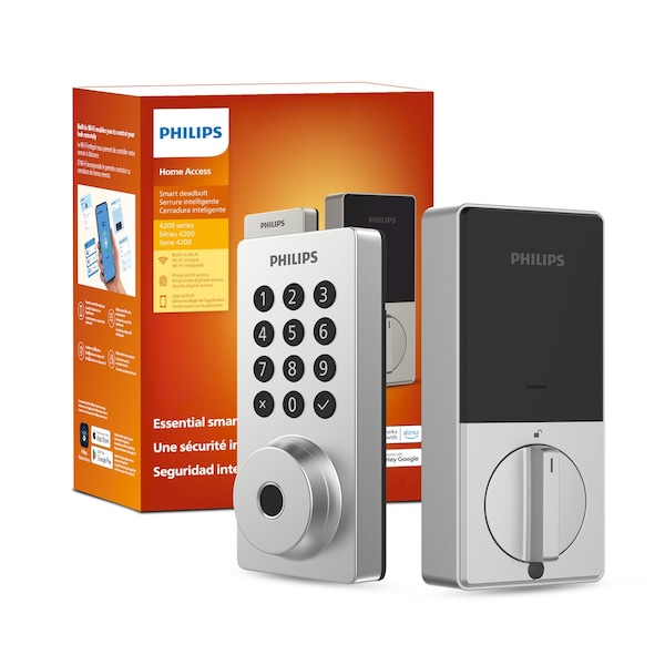 Philips Smart Wi-Fi Door Lock with Push Button Lighted Keypad Pin Code, Fingerprint Scanner DDLOM1042X-1HW-SL - main