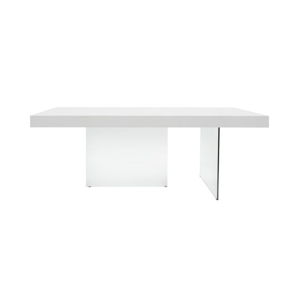 Homeroots 79" White And Clear Rectangular Manufactured Wood And Glass Dining Table 486030 - main