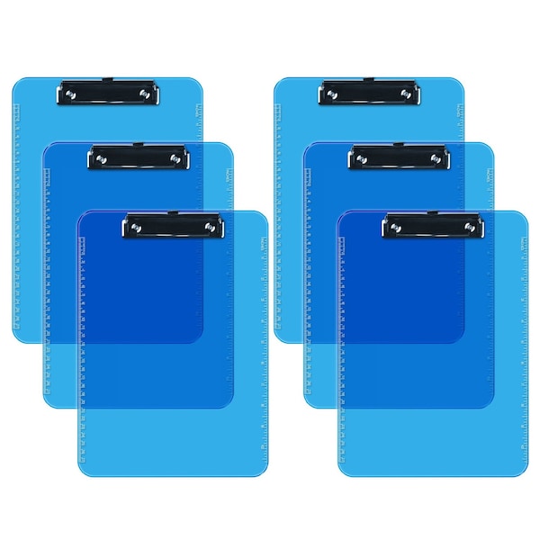 Davis Group Plastic Clipboard, Flat Clip, Transparent Blue, 6PK 4833-52-06 - main