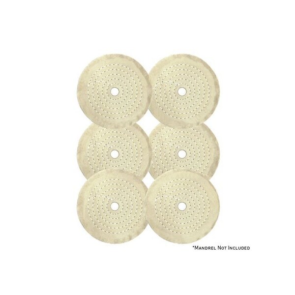Renegade Products Usa Mini Buffing Wheels, 1/2" Arbor Hole, UBM Mini Buff Pack, 20-Ply, 1/4" Thick, 4 Inch, 6PK FCV4X20P60UBM-1/2AH-6PK - main