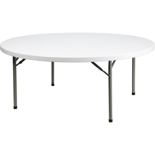 Flash Furniture Round Wh 72Rnd Plastic Fold Table, 71" W, 71" L, 29" H, Plastic Top, White DAD-YCZ-180R-GW-GG - main