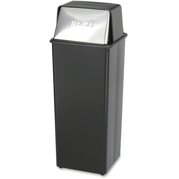 Safco 21 gal. Steel, Rigid Plastic Round Trash Can, Black 9893 - main