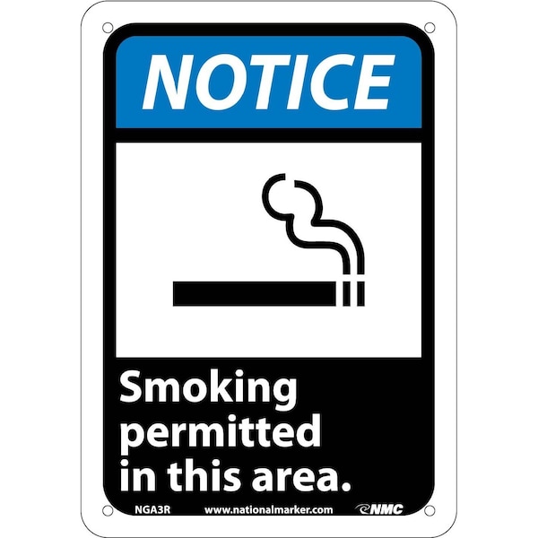 Nmc Notice Smoking Permitted In This Area Sign, NGA3R NGA3R - main