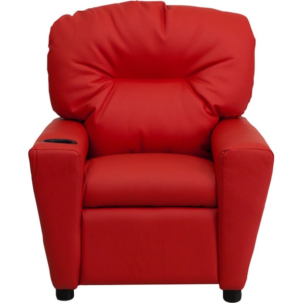 Flash Furniture Kids Recliner, 25" to 39" x 28", Upholstery Color: Red, Frame Material: Hardwood, Plastic BT-7950-KID-RED-GG - main