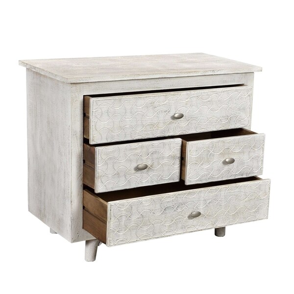 Homeroots 30" White Four Drawer Nightstand 488763 - main