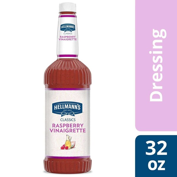 Hellmanns Classics Raspberry Vinaigrette Salad Dressing Salad Bar Bottles, 32 Ounce 67577 - main