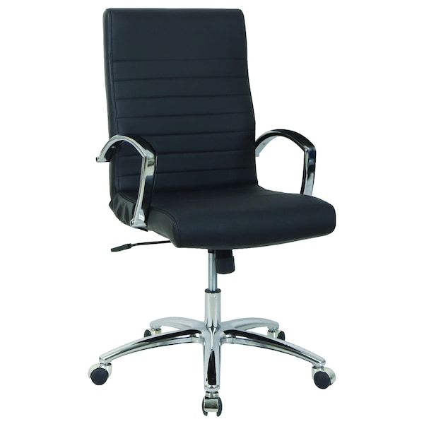 We'Re It Bunjee Series Modern Ribbed Mid Back, Black Upholstered Task Chair for Home or Office, Chrome Frame OFD9200-MBLK - main