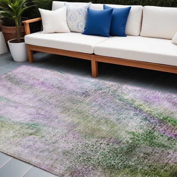 Homeroots 9' X 12' Purple Abstract Washable Non Skid Indoor Outdoor Area Rug 559611 - main