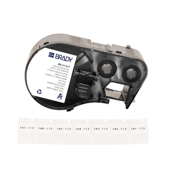 Brady Wraparound Label, White, Vinyl, 1/2 in W M4-11-417 - main