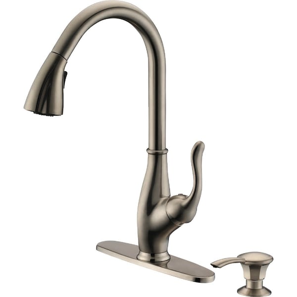 Cmi Compass 5136BN-SD Brookfield 1-Handle Brushed Nickel Hi Rise Kitchen Faucet W/ Soap Dispenser 192-8283 - main