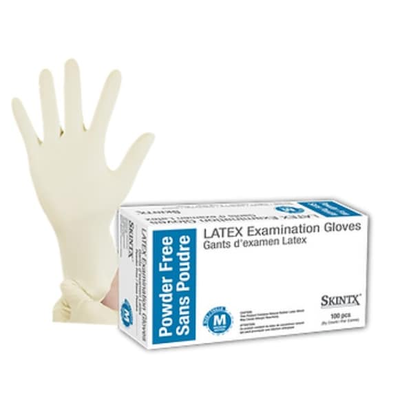 Skintx Disposable Gloves, 6 mil Palm, Latex Polymer, Powder-Free, M, 100 PK, White 90010 - main