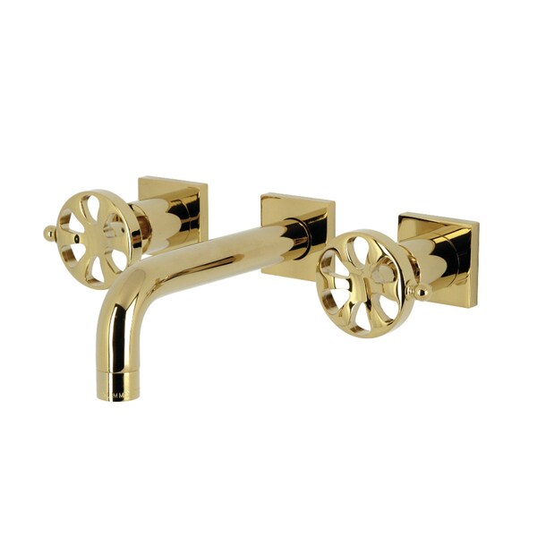 Kingston Brass Double-Handle Wall Mount Bathroom Faucet, Polished Brass KS6122RX - main