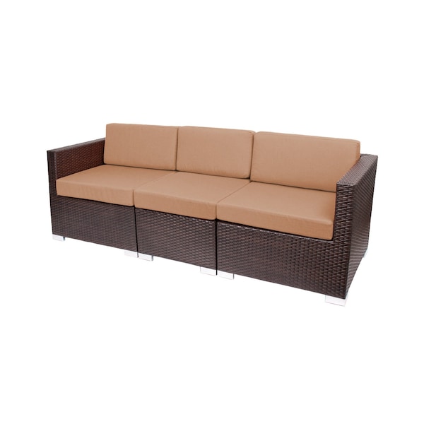 Bfm Seating Aruba 83.25in Wide Outdoor Wicker Sectional Sofa with Sunbrella Cushions PH5101JVW-14107 - main