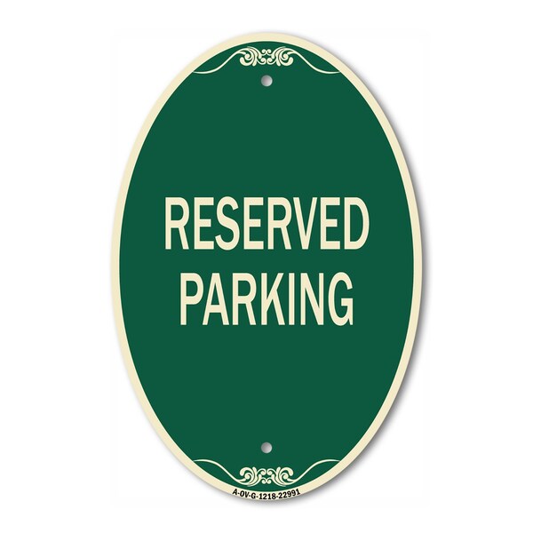 Signmission Reserved Parking Bright Yellow, 12 Inch X 18 Inch Architectural Oval, Heavy Gauge Aluminum A-OV-G-1218-22991 - main