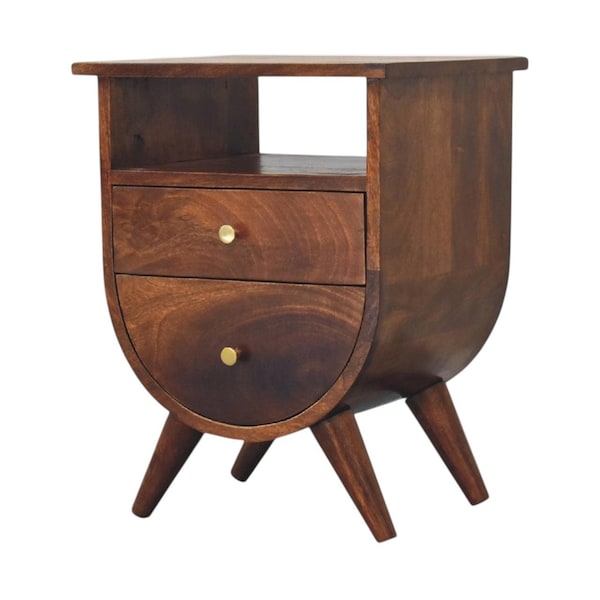 Homeroots 21" Chestnut Solid Wood Two Drawer Nightstand 722524 - main