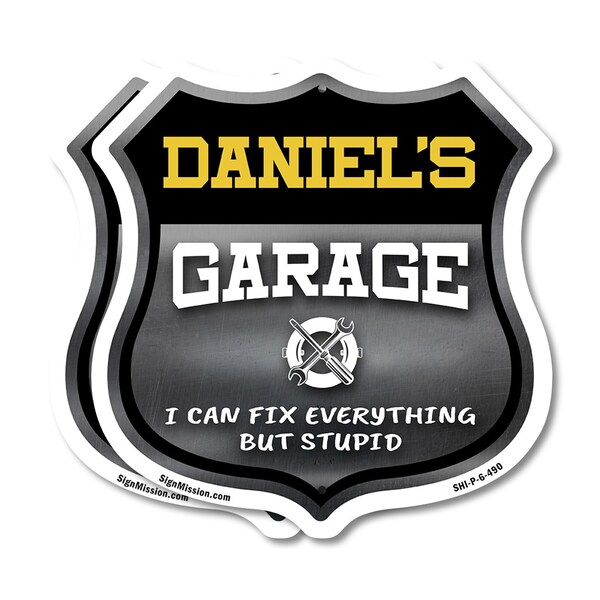 Signmission Daniel's Garage I Can Fix Everything But Stupid, 6 inch X 6 inch, Plastic Sign, 2PK SHI-P-2PACK-6-490-DANIEL - main