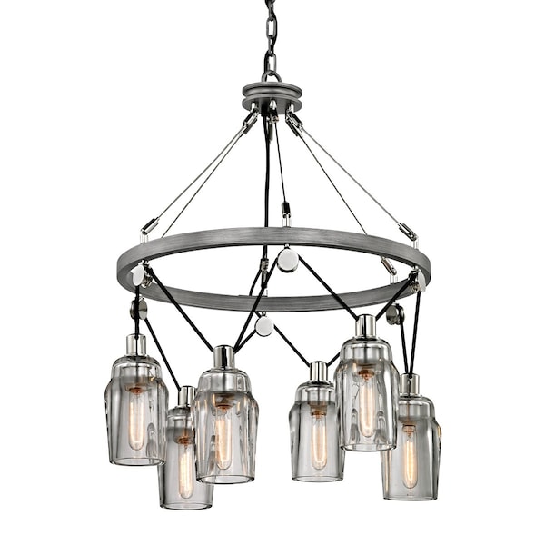 Troy Lighting Citizen 6 Light Chandelier 25 In. Graphite And Polished Nickel F5996 - main