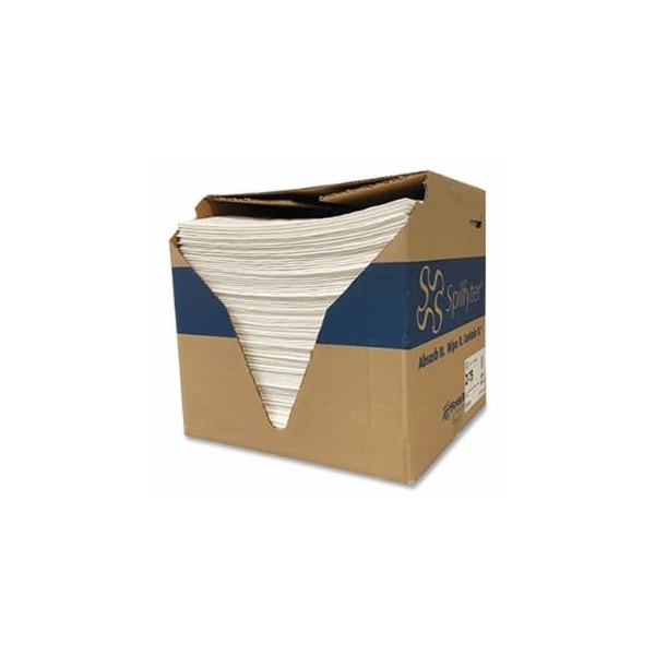 Spilfyter Sorbent Pads and Rolls, 18 in L x 16 in W, Oil Only, Premium, Single-Ply, White, Pads, Box, 100PK 920-Z-75 - main