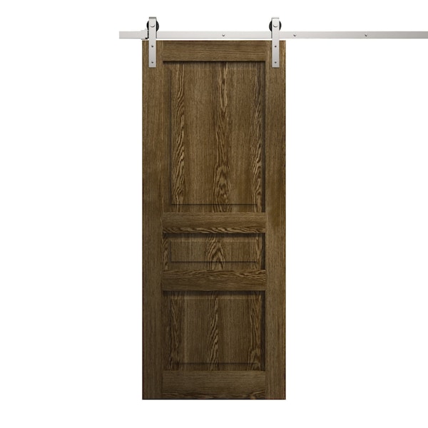 Sartodoors Modern Barn Door 32 x 80 inches, Ego 5012 Marble Oak, 6.6FT Silver Rail Track Heavy Hardware Set , EGO5012BD-S-DMR-32 - main