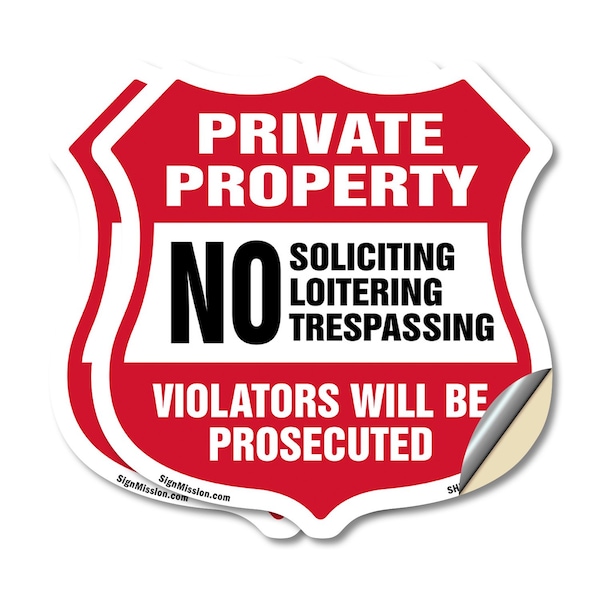 Signmission Private Property Shield Sign No Soliciti, 18 inch X 18 inch, Vinyl Decal, 2PK SHI-D-2PACK-18-452 - main
