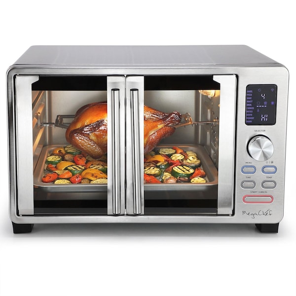 Megachef 26.4 Qt Digital French Door Multi-Function Stainless Steel Counter Top Oven with Rotisserie MCOV-4500 - main