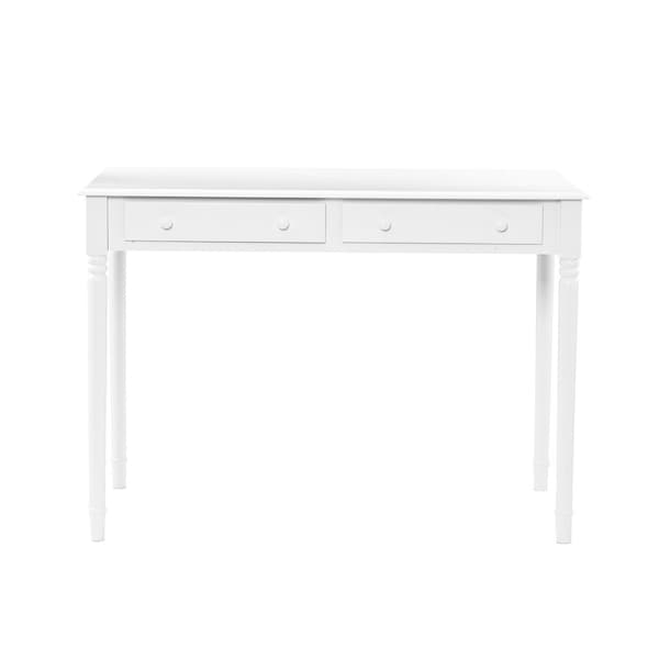 Homeroots 43" White Solid Wood Writing Desk With Two Drawers 402017 - main