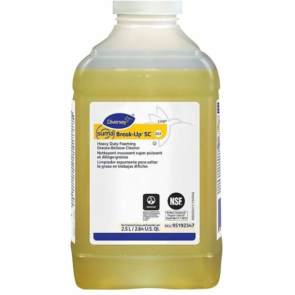 Diversey Grease Release Cleaner, 2.5L Bottle, Liquid, Pale Yellow, 2 PK 95192347 - main