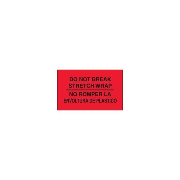 Bubblefast 3 x 5'' - ''No Romper La Envoltura De Plastico'' Fluorescent Red Bilingual Labels BFDL3031 - main