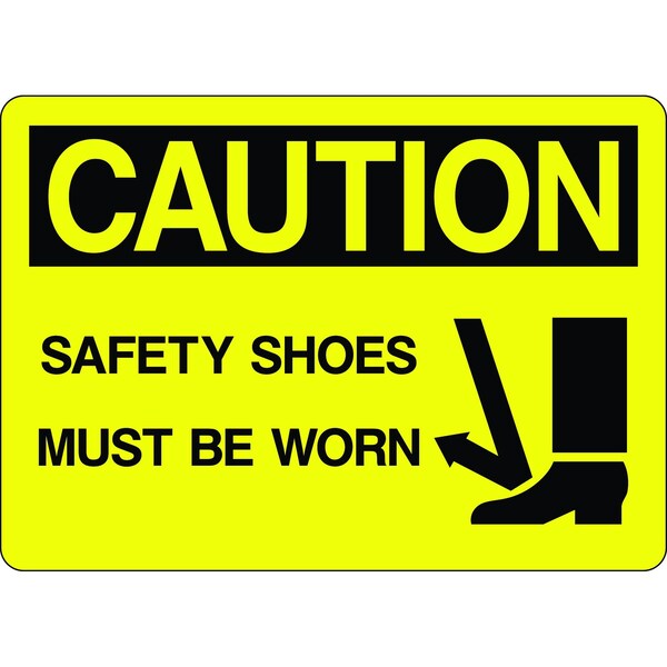 5S Supplies Caution Sign - Safety Shoes Must Be Worn V2 10in x 14in Adhesive Vinyl Sign CAUT0147-1014-AV - main