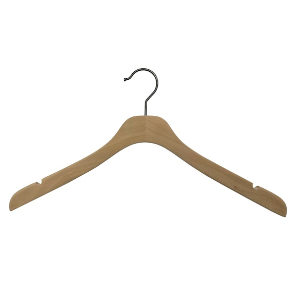 Nahanco 17in Raw Wooden SlimLine Jacket Hanger w/ Gunmetal Hook, 25PK SL25517GM - main