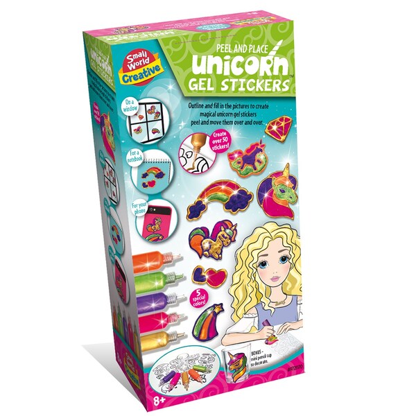 Small World Toys Peel and Place Unicorn Gel Stickers Kit 9721170 - main