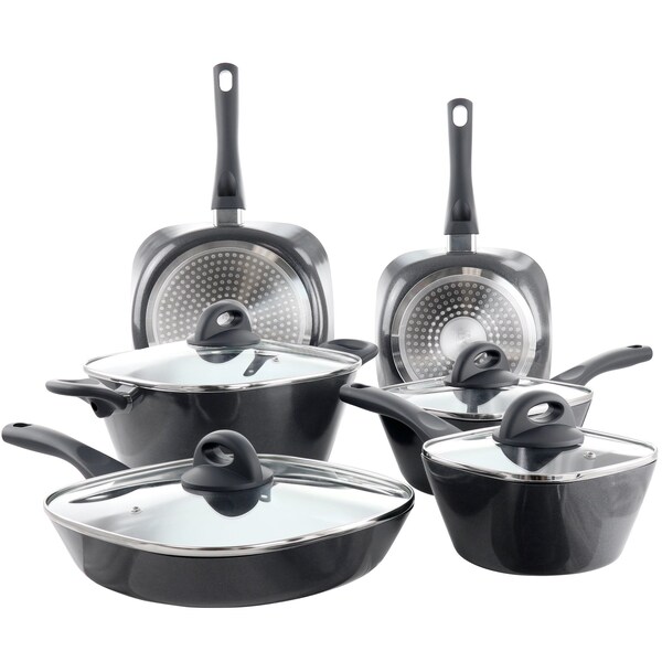 Soho Lounge Diamond 10 Piece Ceramic Nonstick Aluminum Cookware Set in Black 82621.10RR - main