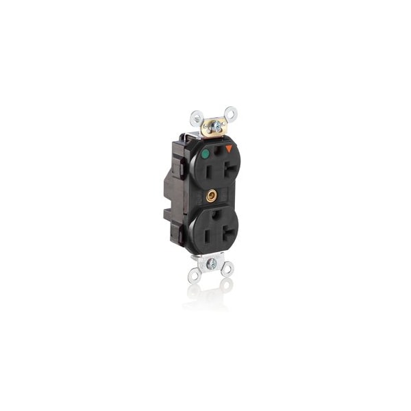 Leviton Lev-Lok Hospital Grade Duplex Receptacle, 20 Amp, 125 Volt M8300-IGE - main