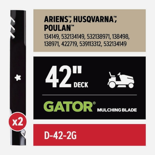 Oregon Gator 42'' Deck Riding Lawnmower Blade - Fits Husqvarna and Craftsman, 2-Count D-42-2G - main