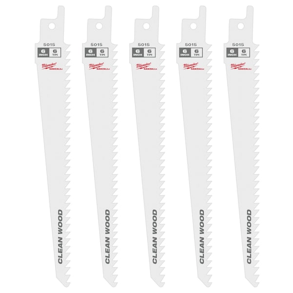 Milwaukee Tool 6" 6 TPI Fleam Ground SAWZALL Blades (5 Pk) 48-00-5015 - main