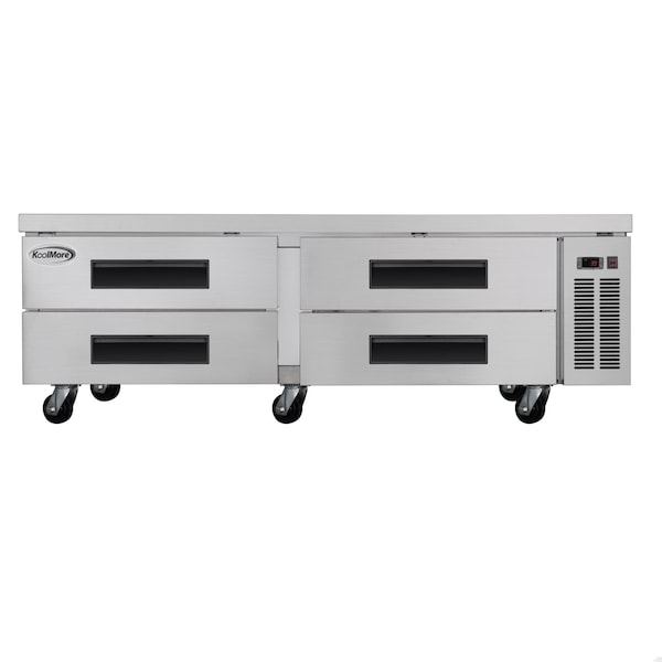Koolmore 72 in. Commercial Chef Base Refrigerator Storage Cabinet, Pull-Out Drawers, Rolling Caster Wheels KM-BR-724D - main
