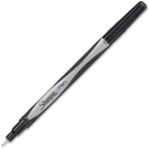 Sharpie Water-Resistant Ink Porous Point Felt Tip Pen, Stick, Fine 0.4 mm, Black Ink, Black Barrel, PK4 1742661 - main