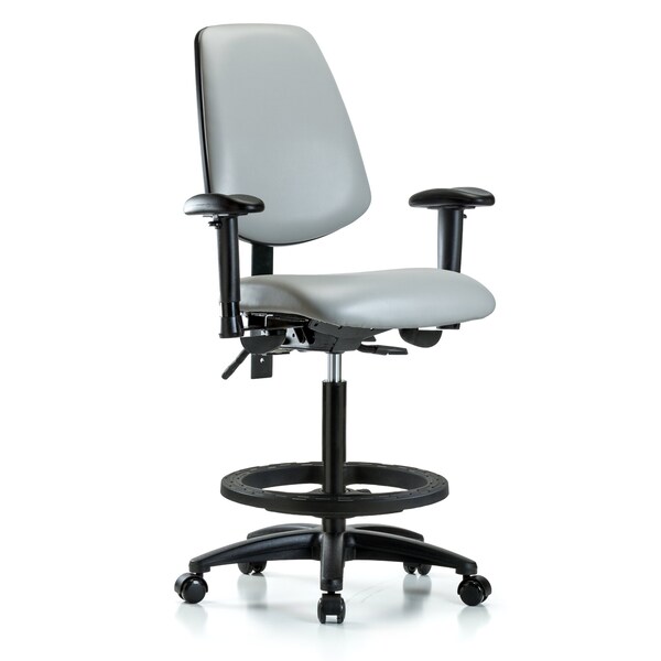 Blue Ridge Ergonomics High Bench Chair Adjustable Arms, 26" to 35" Height, Vinyl, Dove BR-VHBCH-MB-RG-T0-A1-BF-RC-8567 - main