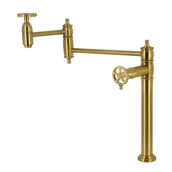 Kingston Brass Deck Mount Pot Filler Faucet, Brushed Brass KS3707CG - main