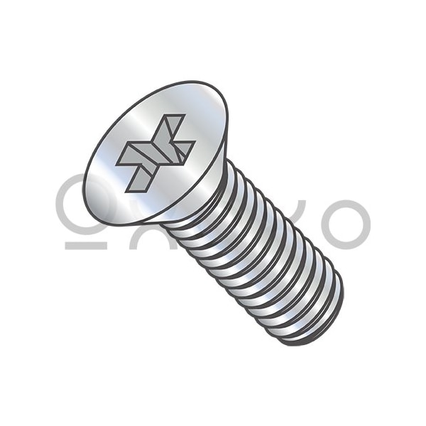 Oxoxo M2.5-0.45X8 Din 965 Metric Phillips Flat Machine Screw Full Thread Zinc, 4000PK 259839 - main