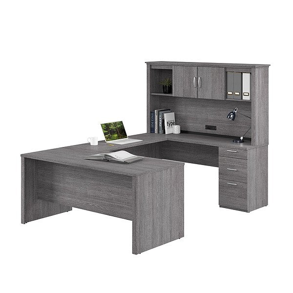 Bestar U Shaped Desk U-Shape Desk, 95-1/2" D X 66-1/2" H, 66" W X Bark Gray 46410-47 - main