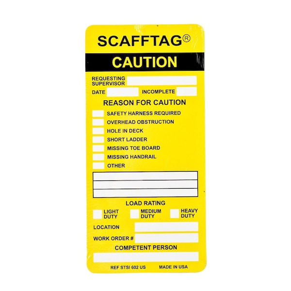 Brady SCAFFTAG Inserts: SCAFFTAG CAUTION: REQUESTING Supervisor: DATE: INCOMPLETE: and more, 100PK SCAF-STSI 602 - main