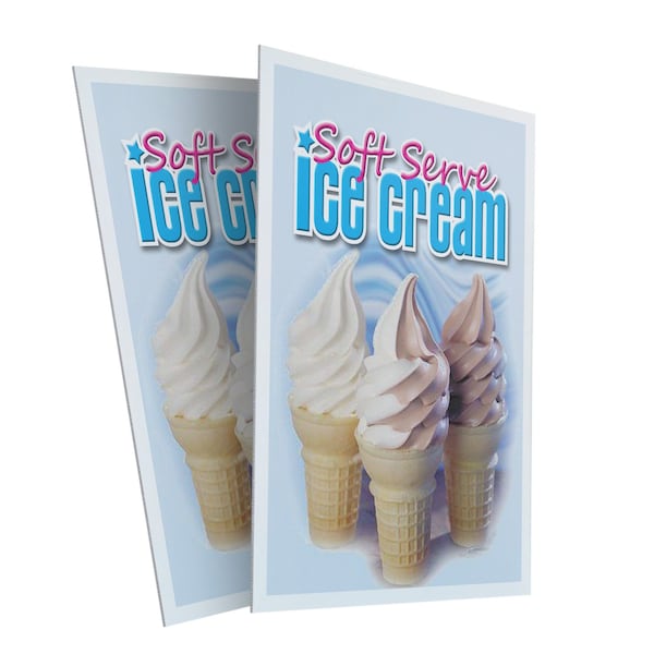 Signmission Soft Serve Ice Cream, Plastic Signs Only 24 Inch x 36 Inch, Corrugated Plastic, 2PK CSB-2436-2PACK-Soft Serve Ice Cream - main