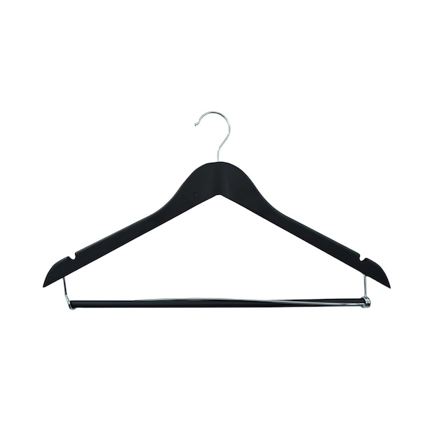 Rdi Mens Hanger Black Contoured Locking Bar Standard Hook Chrome 100cs, 100PK HGM-BCT-STC - main