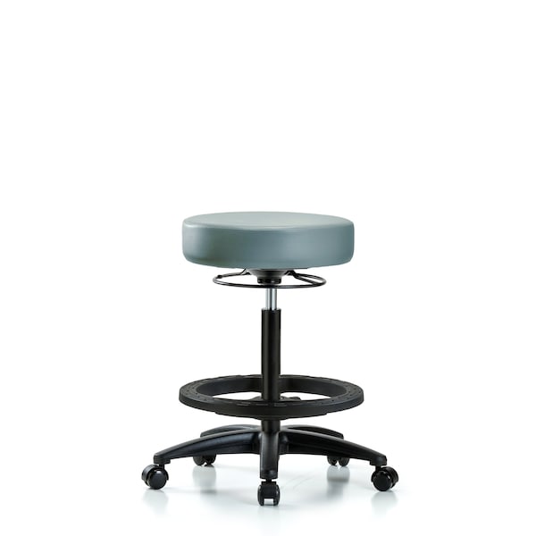 Blue Ridge Ergonomics Vinyl Stool, High Bench, Foot Ring, Casters, Storm BR-VHBSO-RG-BF-RC-8822 - main